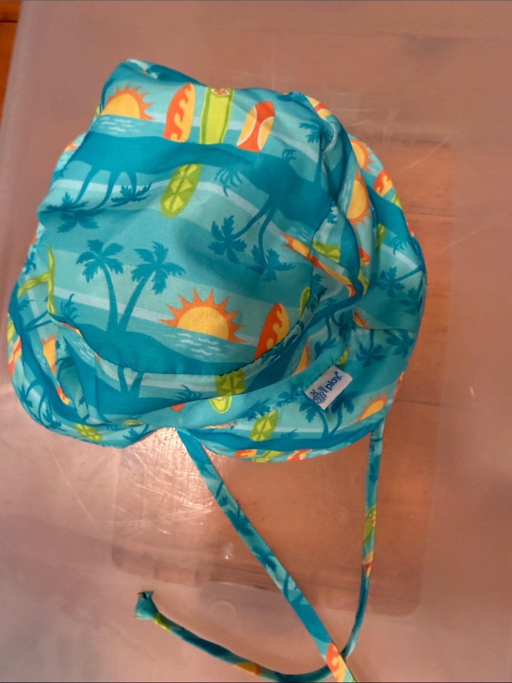 Bucket Hat i play Baby Turquoise Orange Surf Sun beach pool sun protection